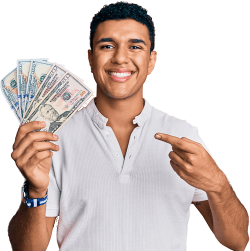 man with money on hand